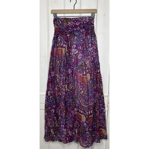 Sundance Crinkle Gauze Boho Peasant Maxi Skirt JP & Mattie Ruched Tie Bustle M